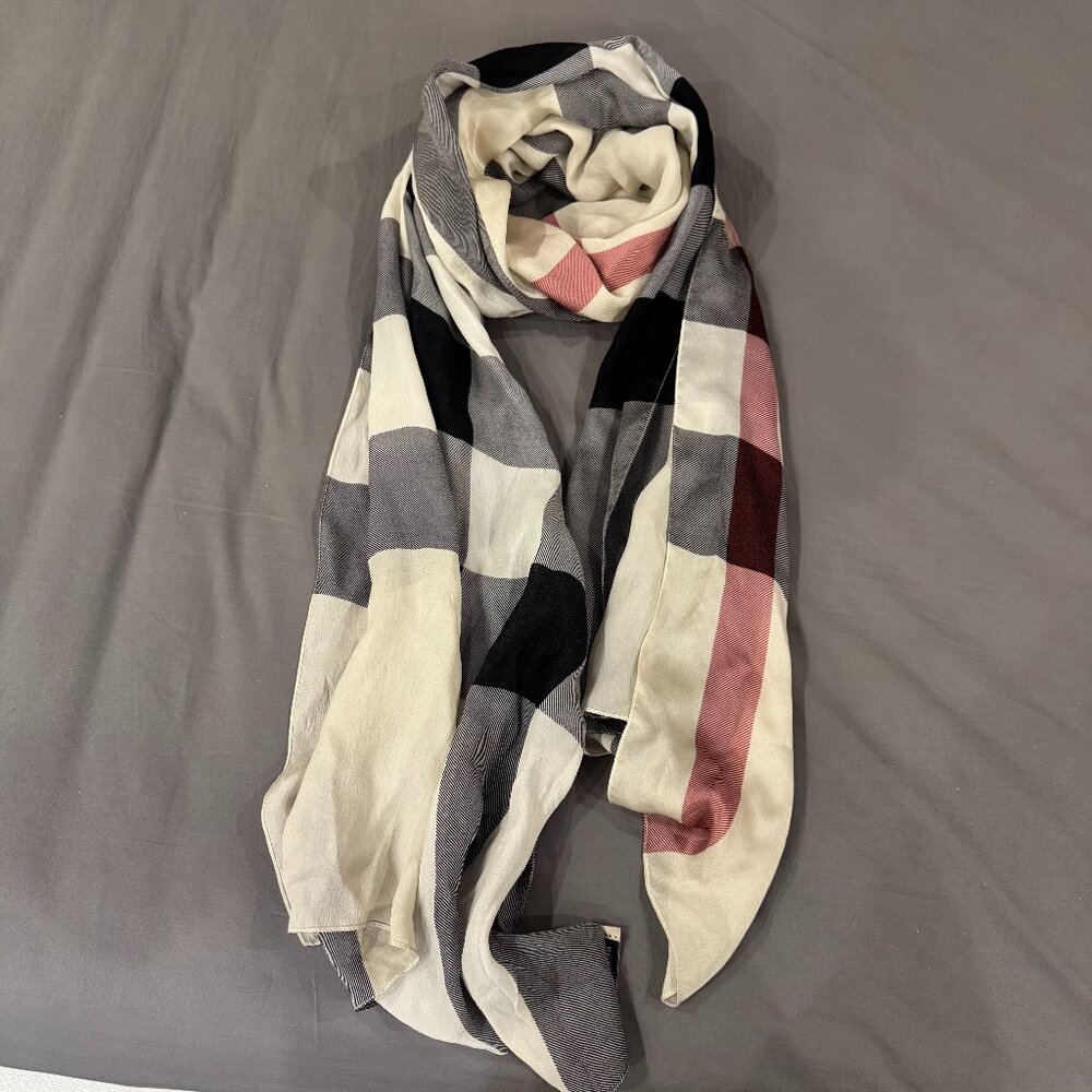 Burberry Check Print Silk Scarf